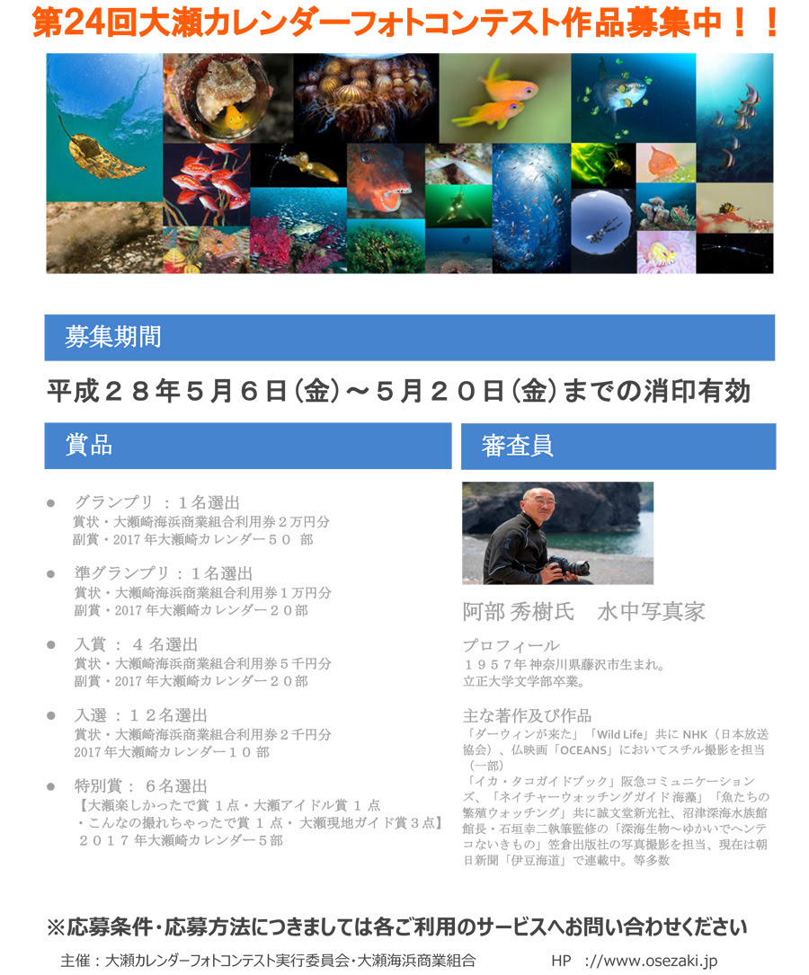 大瀬海浜商業組合 第24回大瀬カレンダーフォトコンテスト