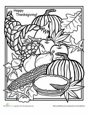 thanksgiving  coloring page  education
