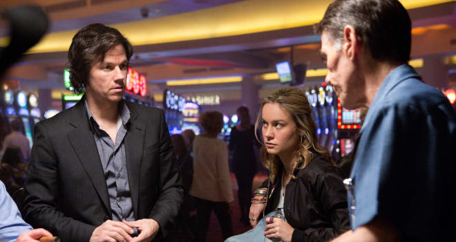Left to right: Mark Wahlberg plays Jim Bennett and Brie Larson plays Amy in THE GAMBLER, from Paramount Pictures.