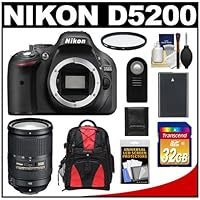 Nikon D5200 Digital SLR Camera Body with 18-300mm VR Zoom Lens + 32GB Card + Battery + Backpack Case + Filter + Accessory Kit