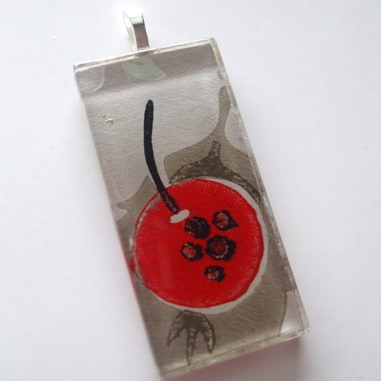 vintage wallpaper tile. vintage wallpaper tile. Glass Tile Pendant - Cherry on Top - Vintage