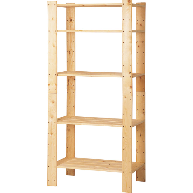 5-Shelf Pine Storage Unit 30" x 16" x 60" - Natural RONA