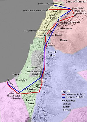 Map of the Land of Israel as defined in Number...