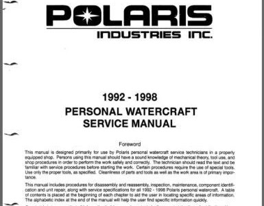 Download Kindle Editon download polaris watercraft sl slt slx hurricane sltx pro 92 98 service repair workshop manual Hardcover PDF