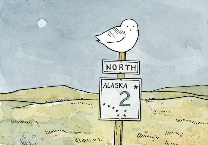Snowy Owl Alaska Sign Print - 100owls