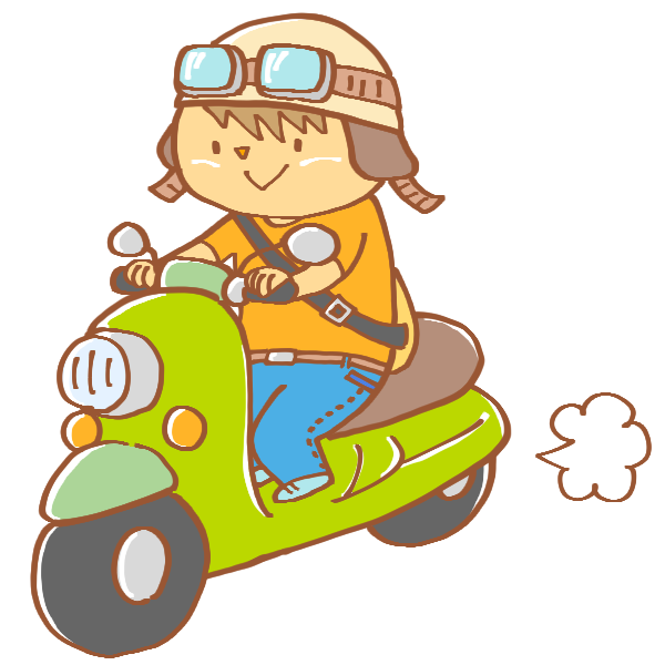 スクーターに乗る男性のイラスト かわいいフリー素材が無料のイラストレイン