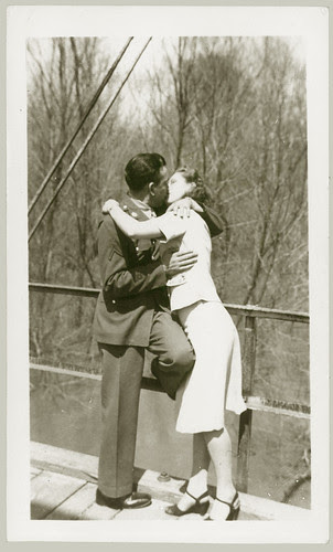 A kiss on a bridge
