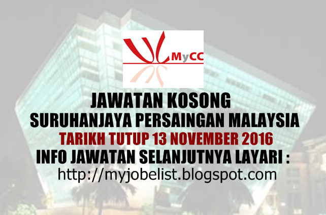 Jawatan Kosong di Suruhanjaya Persaingan Malaysia (mycc) Oktober 2016