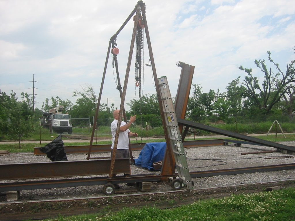 Frame erecting the gantry.