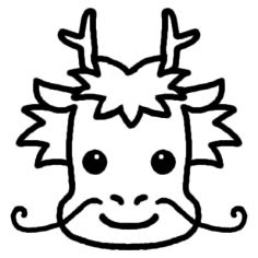 辰 たつ 十二支 干支1 ミニカット 無料 白黒イラスト素材
