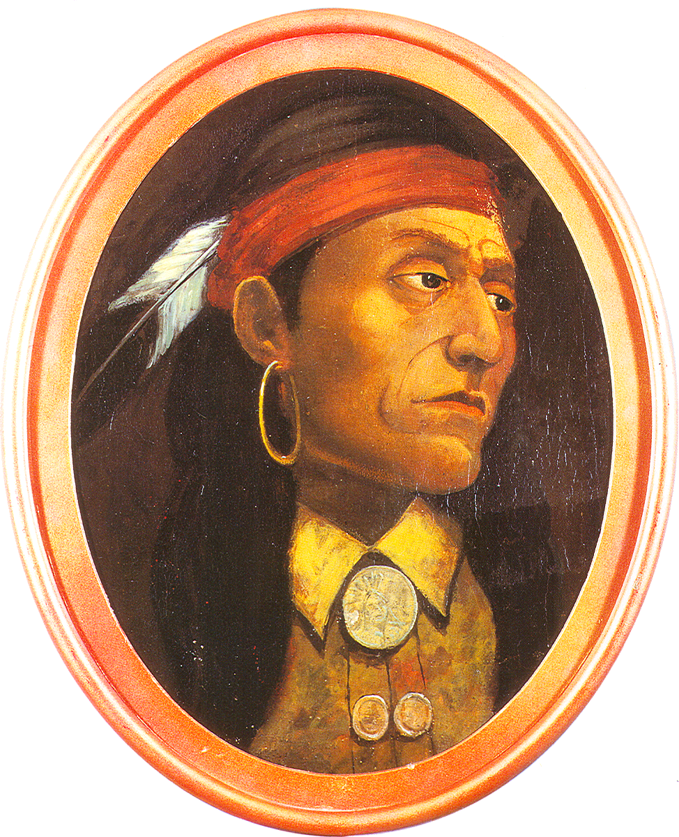 Retrato de Pontiac, según lo imaginó John Mix Stanley en el siglo XIX.