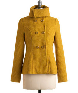 golden yellow winter coat 