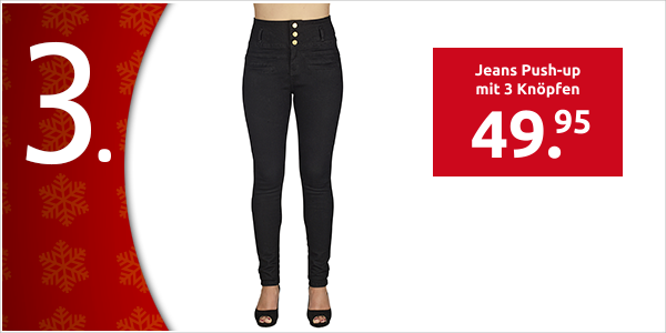 Jeans Push-up mit 3 Knöpfen, schwarz