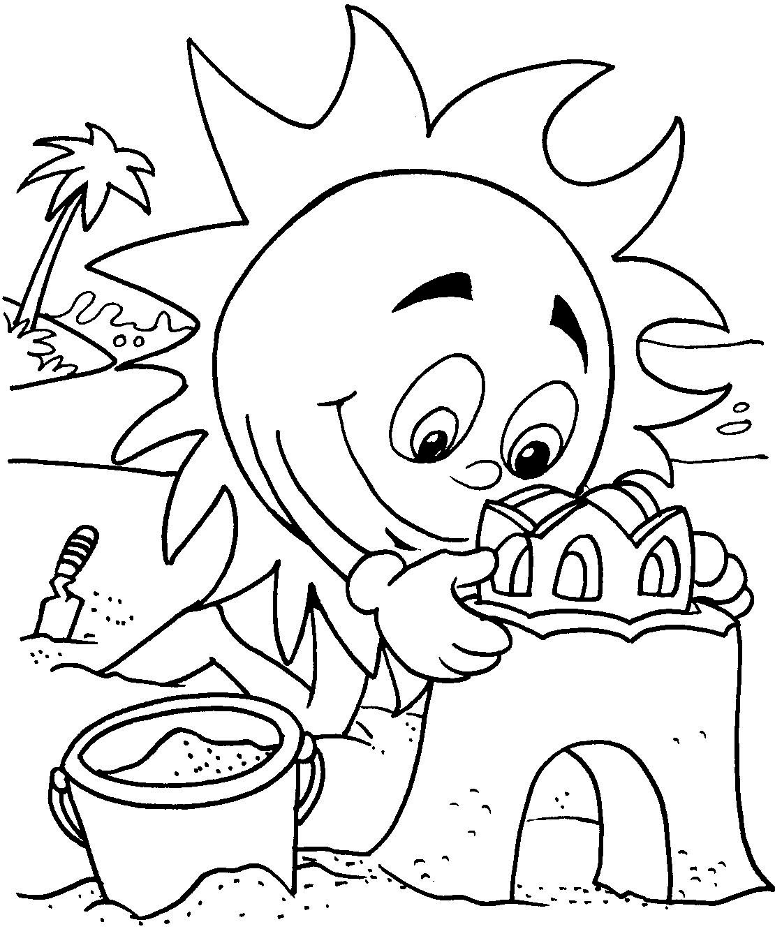 Download Sun at beach coloring page | Download Free Sun at beach coloring page for kids | Best Coloring Pages
