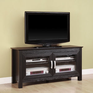 Walker Edison 44-Inch Full-Door Wood TV Console, Black