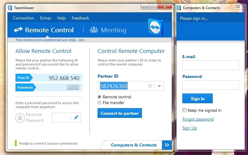 Remote Computer Access Using Team Viewer.