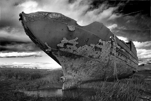 Wreck on the River Wyre 3(Black and white version)