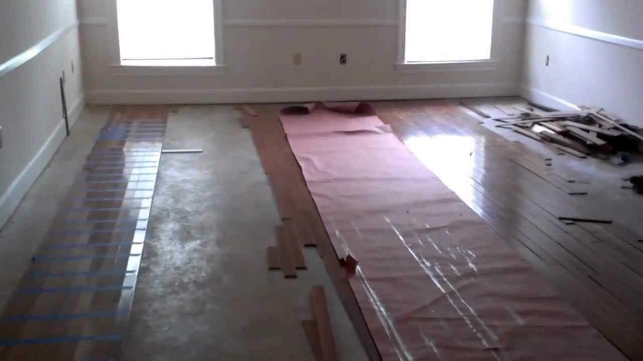 hardwood floors over concrete floors DIY - YouTube