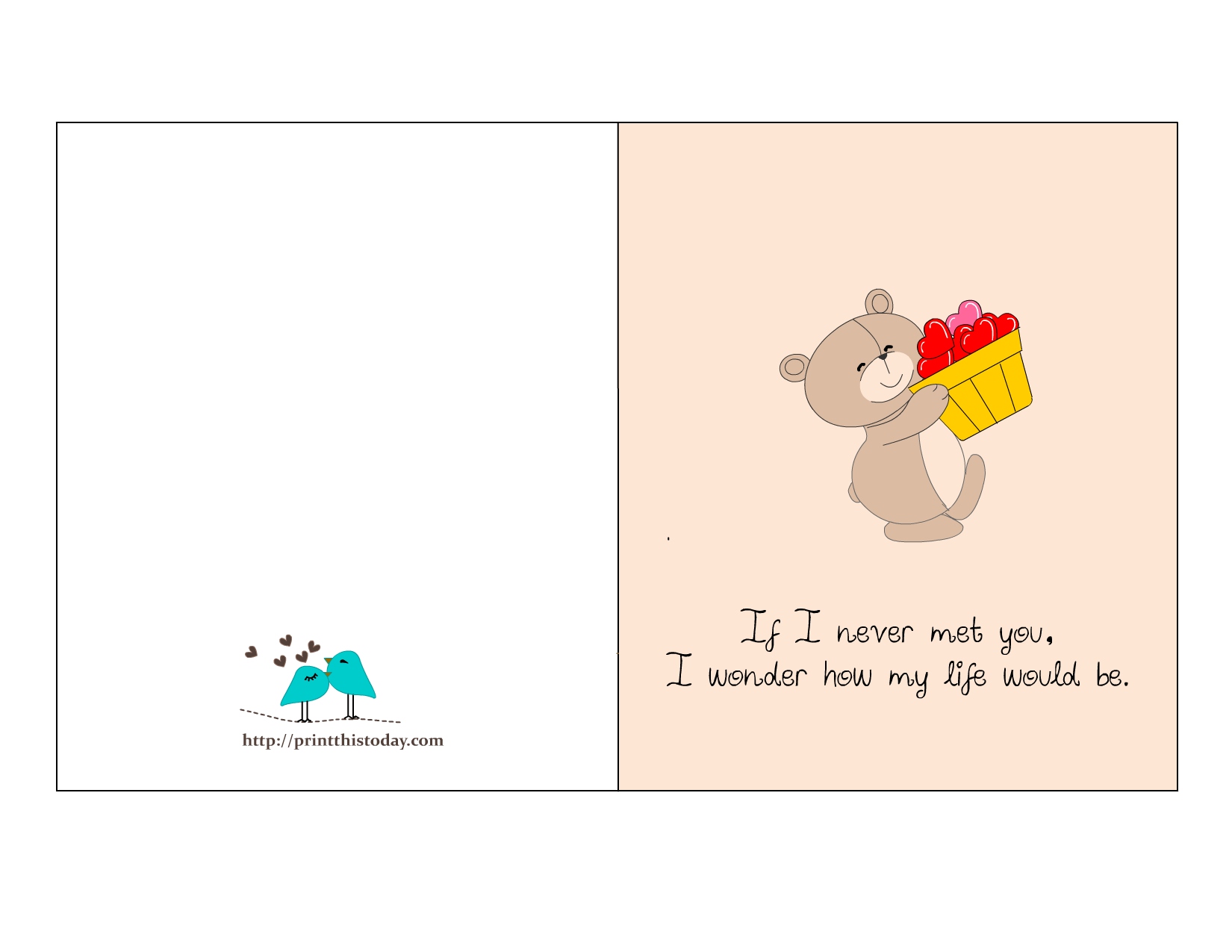 Free Printable Card with Cute Love Quote