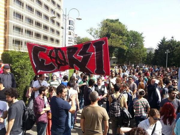 Spectators of the Turkish football club Besiktas join the protests