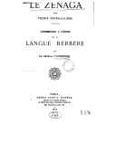 Le Zénaga des tribus sénégalaises : contribution à l étude de la langue berbère ([Reprod.]) / par le général Faidherbe