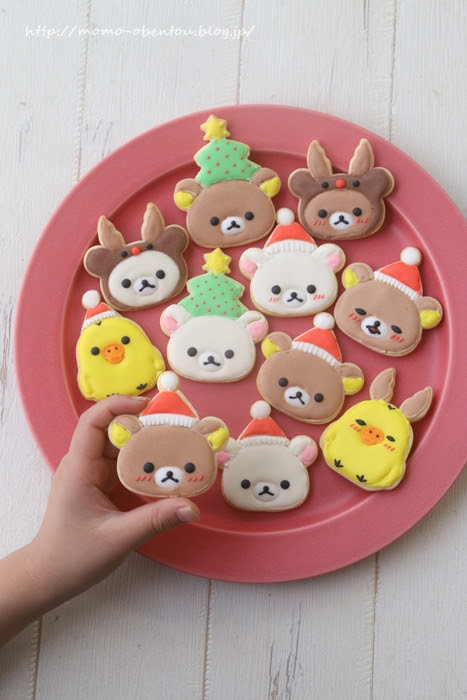 リラックマ型のアレンジでクリスマスクッキー レシピ工程動画 Momo S Obentou キャラ弁 Powered By ライブドアブログ