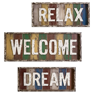 IMAX 3 Piece Bingham Dream, Relax, Welcome Wall Décor Set | Wayfair