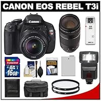 Canon EOS Rebel T3i 18.0 MP Digital SLR Camera Body & EF-S 18-55mm IS II Lens with 75-300mm III Lens + 16GB Card + Battery + Case + Filters + Flash + Cleaning Kit