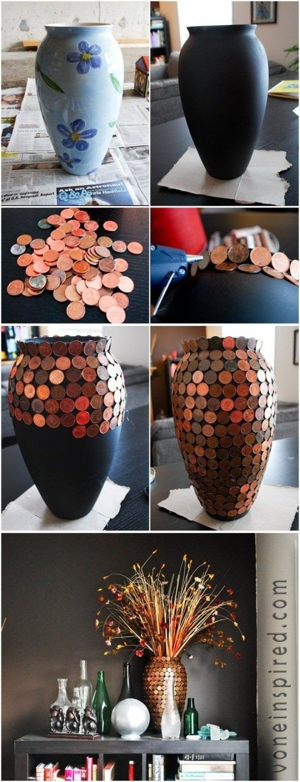 cheap vase with a roll or two of pennies. Mismatching buttons or metal dipped in gold/bronze color would look really nice as well!