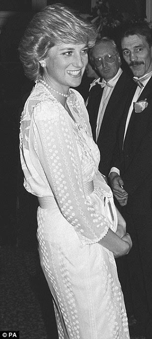 The Zandra Rhodes white chiffon cocktail dress, worn to a benefit event at the London Palladium in 1987 is valued at £40,000