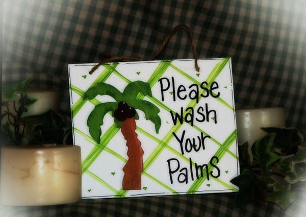 BATHROOM CABINET PALM TREE WALL