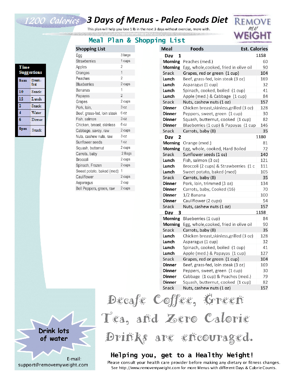 1200 calorie meal plan normal food