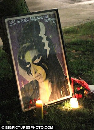 You will be missed: A fan lay a portrait of the star