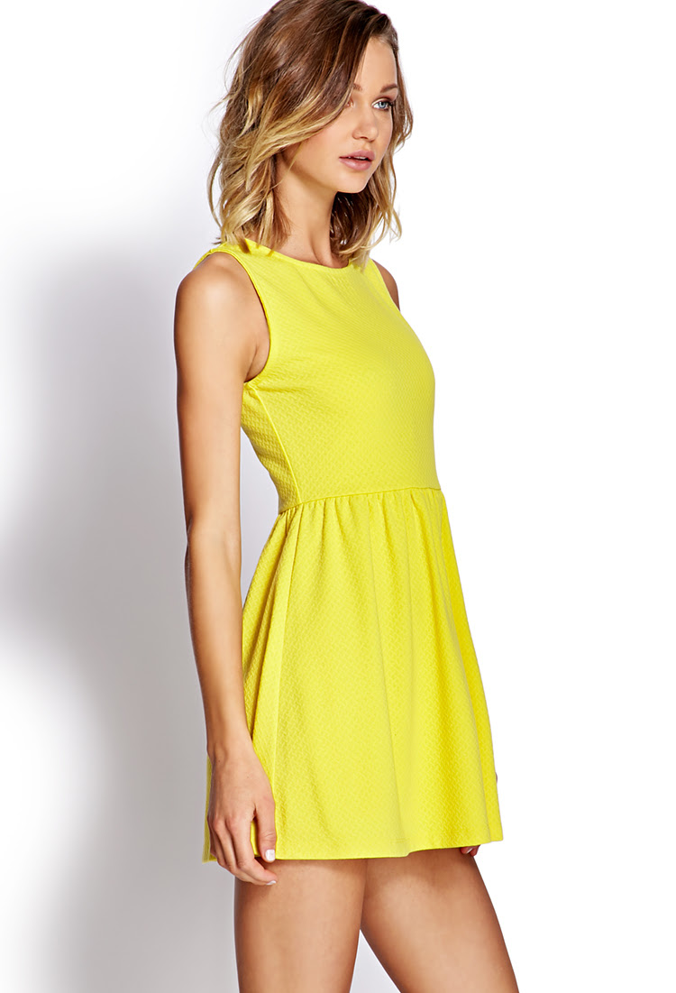Forever 21 Classic Fit Flare Dress in Yellow