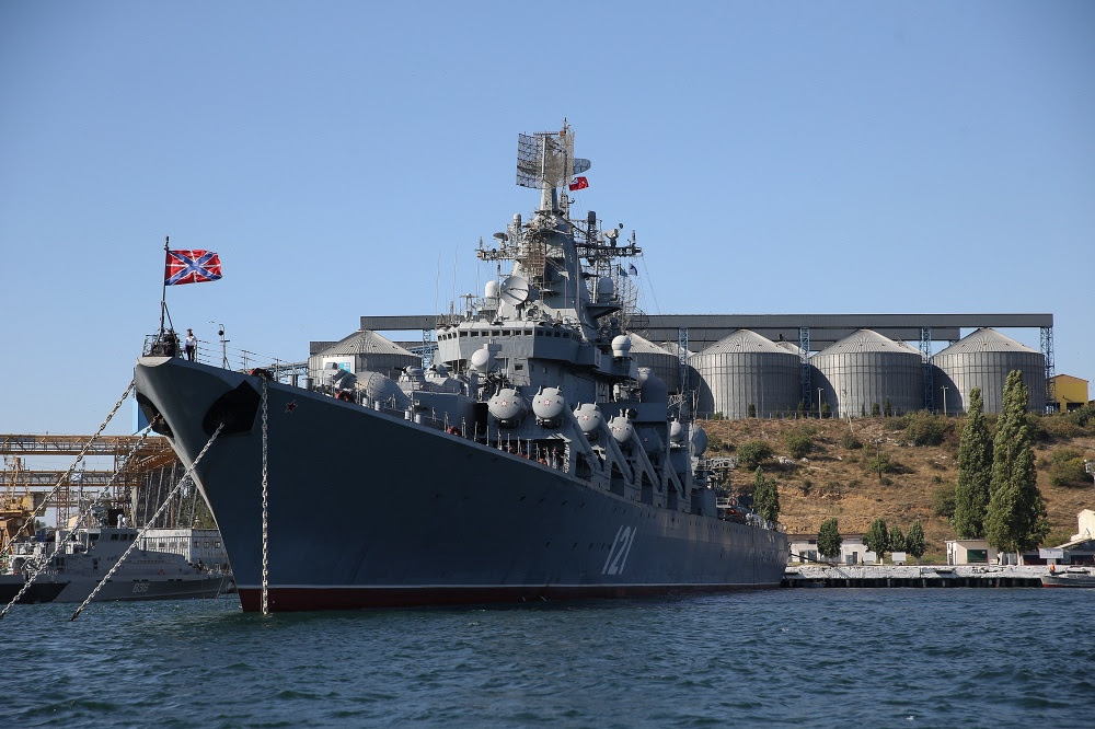 Flagship of Russia's Black Sea Fleet guided missile cruiser Moskva 