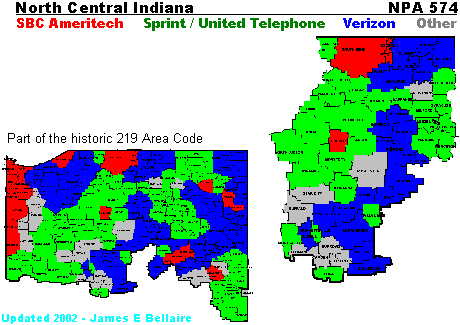 219 Area Code. Area Code 574 split from 219