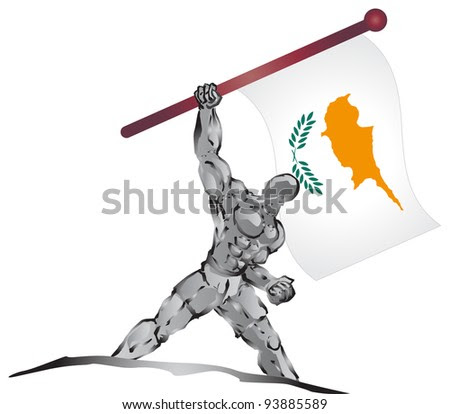 stock vector : illustration of muscleman bring flag