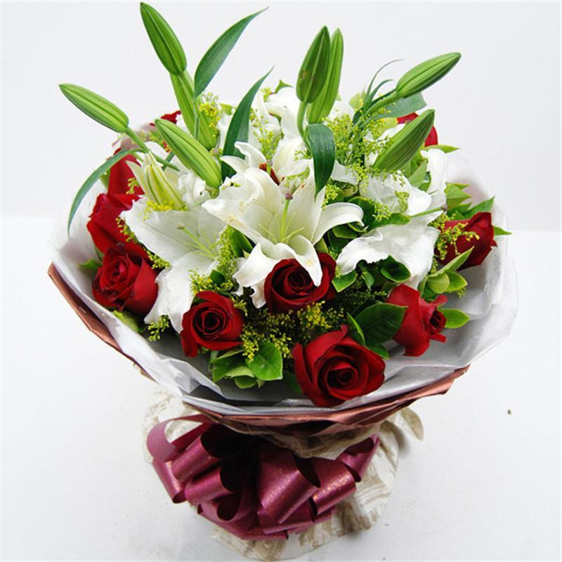 百合花玫瑰花 万图壁纸网