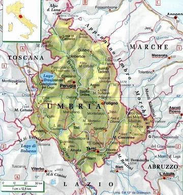 Cartina Fisica Umbria