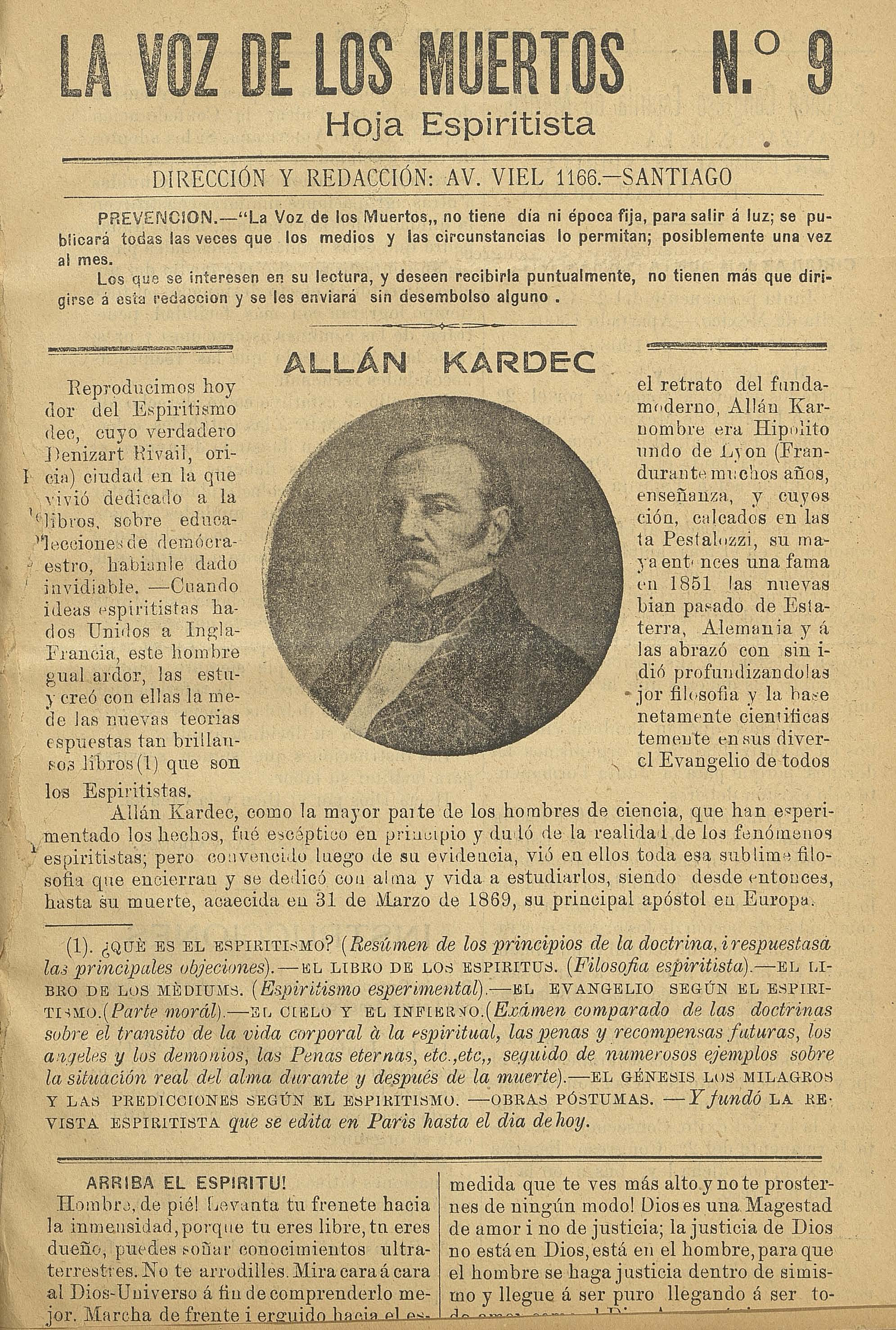 La Voz De Los Muertos Hoja Espiritista Numero 9 Diciembre De 1908 Memoria Chilena Biblioteca Nacional De Chile