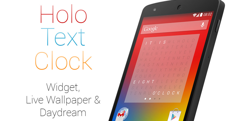 Holo Text Clock Apk 2.1