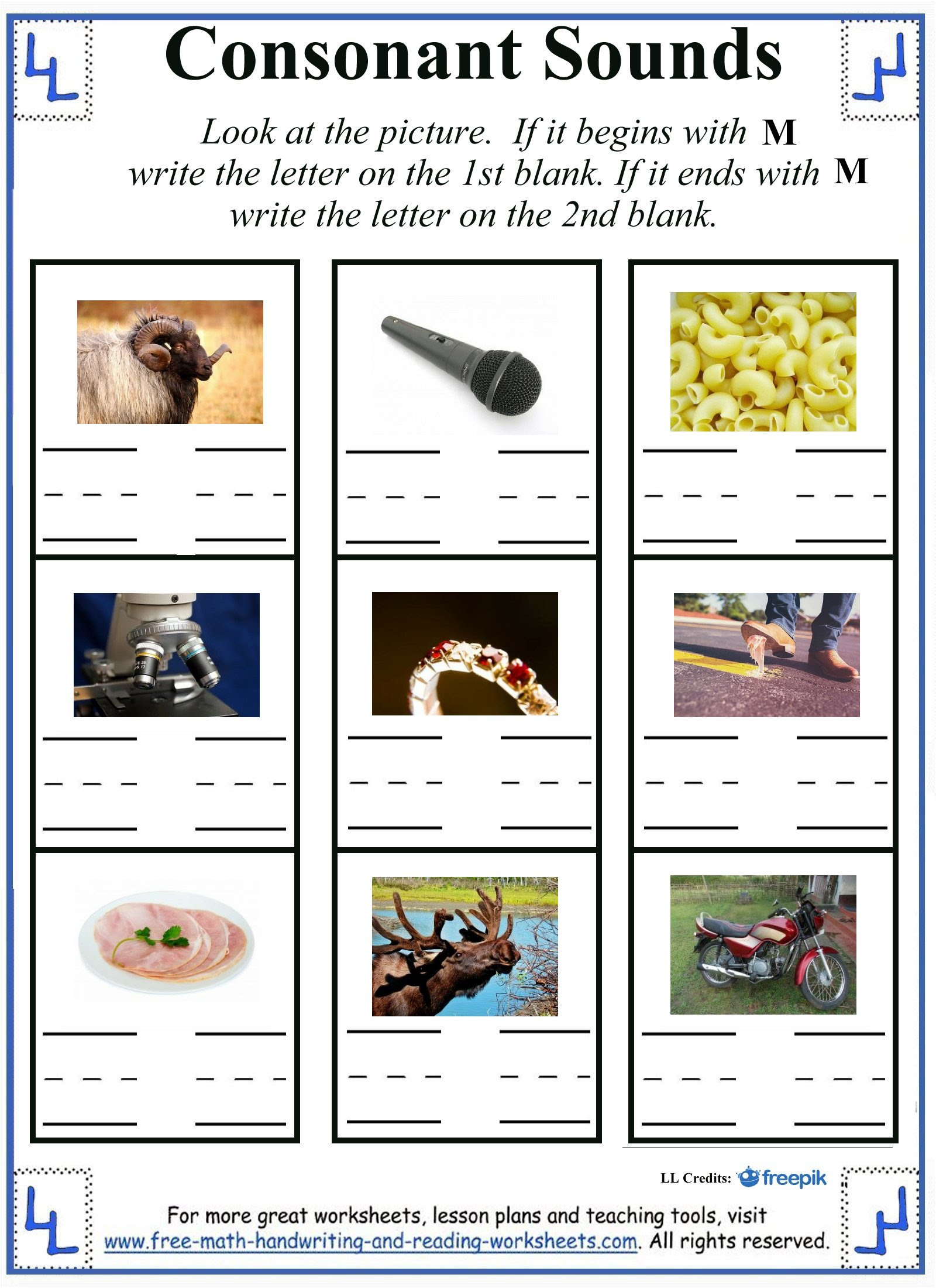 M Letter Worksheets