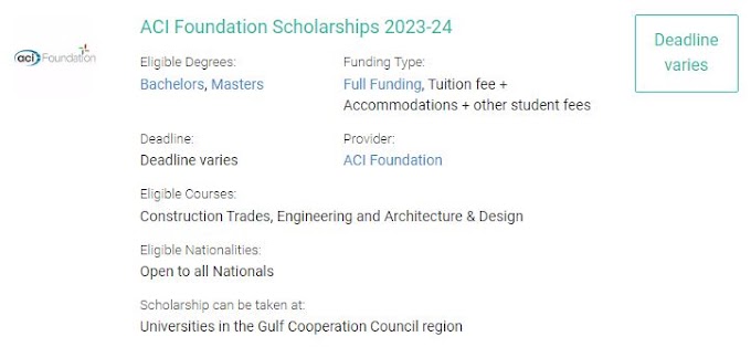 ACI Foundation Scholarships 2024
