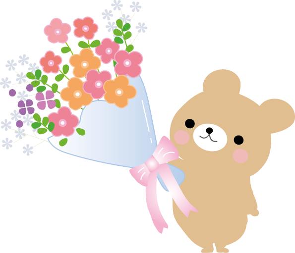 お祝い 花束とケーキのイラスト 無料素材