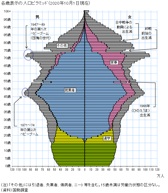 図録 各歳表示の人口ピラミッド