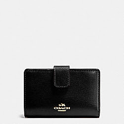 MEDIUM CORNER ZIP WALLET IN CROSSGRAIN LEATHER - COACH f54010 - IMITATION GOLD/BLACK