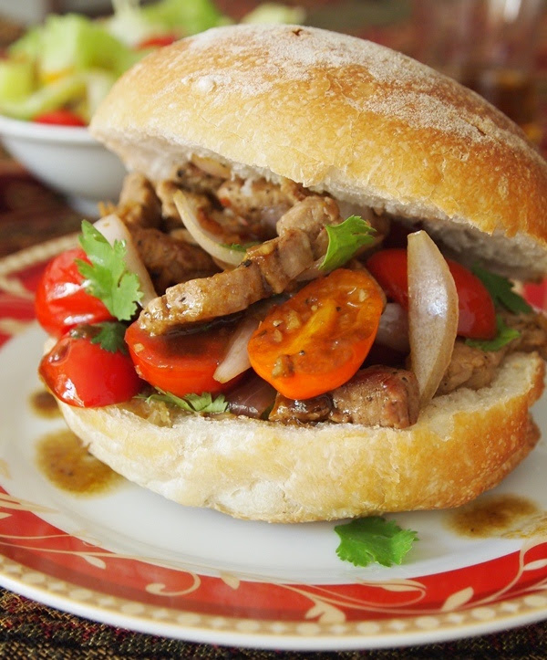Pork Saltado Sandwich  PERU DELIGHTS