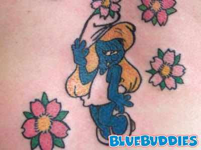 If you don't want a permanent Smurfette tattoo, you can have fun with a 