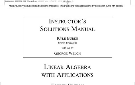 Link Download SOLUTION MANUAL LINEAR ALGEBRA FOR APPLICATIONS 4TH BY OTTO BRETSCHER TORRENT SEARCH Get Books Without Spending any Money! PDF