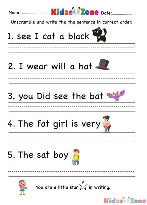 Free kindergarten writing worksheets, writing prompts, and sentence starters to build key writing skills during the early years. kindergarten writing sentences worksheets kindergarten worksheets at